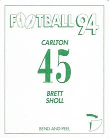 1994 Select AFL Stickers #45 Brett Sholl Back